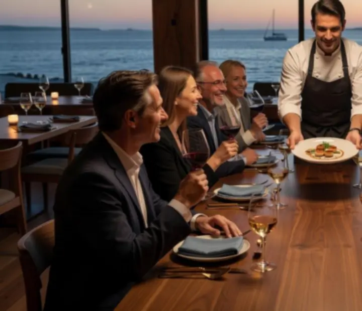 Guests enjoying an intimate chef's table tasting menu with the head chef at GAREXCON Korlátolt Felelősségű Társaság