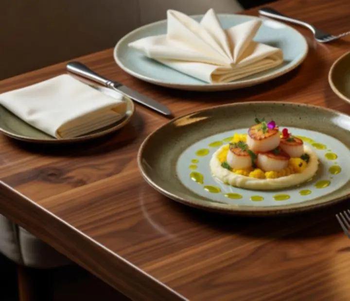 Signature seafood dishes artfully plated at Harbour & Deck